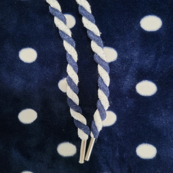 Jenni Intimates Polka Dot Velour Lounge Wear Set Hoodie & Pant Set L EUC Navy - Picture 5 of 16